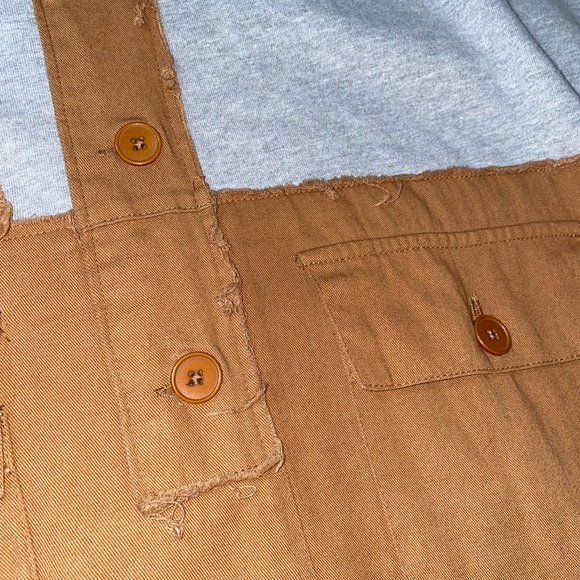 MNML Outerwear Oversized Gray & Brown Mash Up Hoodie | Size Medium - Picture 10 of 16